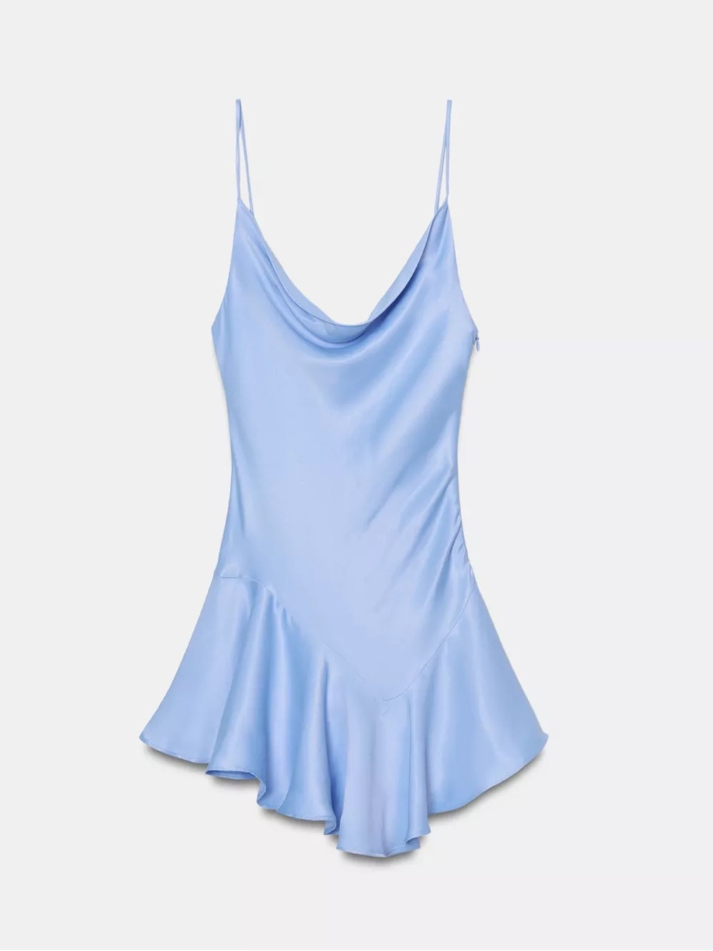 Zara Sky Blue Satin asymmetric mini dress NWT - Picture 3 of 5